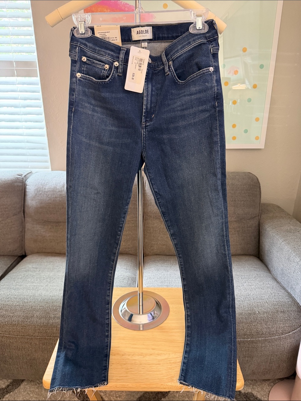 Agolde Dark Indigo High-Rise Straight Jeans